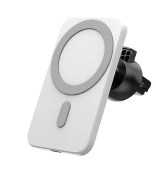 Super Strong Magnetic Car Mount with 15W Fast Wireless Charging, easy to install, durable and study, White