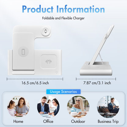 Wireless Charger,Portable Charger Phone Charging Station Compatible with iPhone 17 16 15 14 13 12 11 Pro Max Plus XS XR X 8,for Apple Watch 9 8 7 6 5 4 3 2 SE,for AirPods 3 2 Pro,White