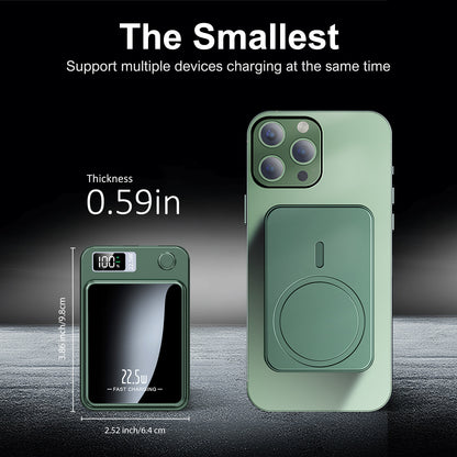 Magnetic Wireless Power Bank,10000mAh Portable Charger with 22.5W Fast Charging,LED Power Display,Strong Magnetic Suction Compatible with iPhone 14 and Above & Android - Green