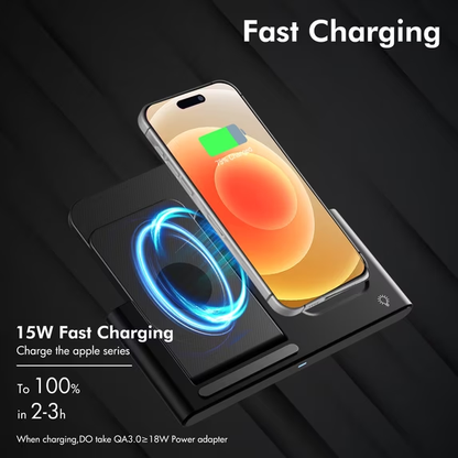 All in One Magnetic Charging Stand Compatible with iPhone 16 15 14 13 12 11 8 Pro Max SE XS XR X, Wireless Charger for Apple Watch, and for AirPods 4 3 2 Pro, 3 in 1 Fast Charger(Black)