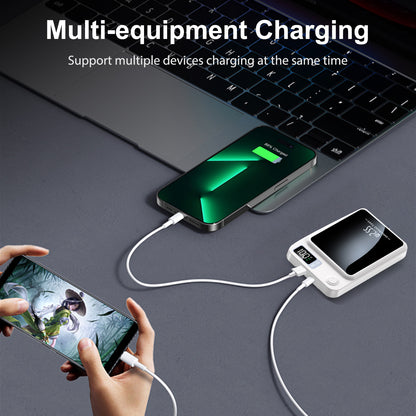 Magnetic Wireless Power Bank,10000mAh Portable Charger with 22.5W Fast Charging,LED Power Display,Strong Magnetic Suction Compatible with iPhone 15 and Above & Android - White
