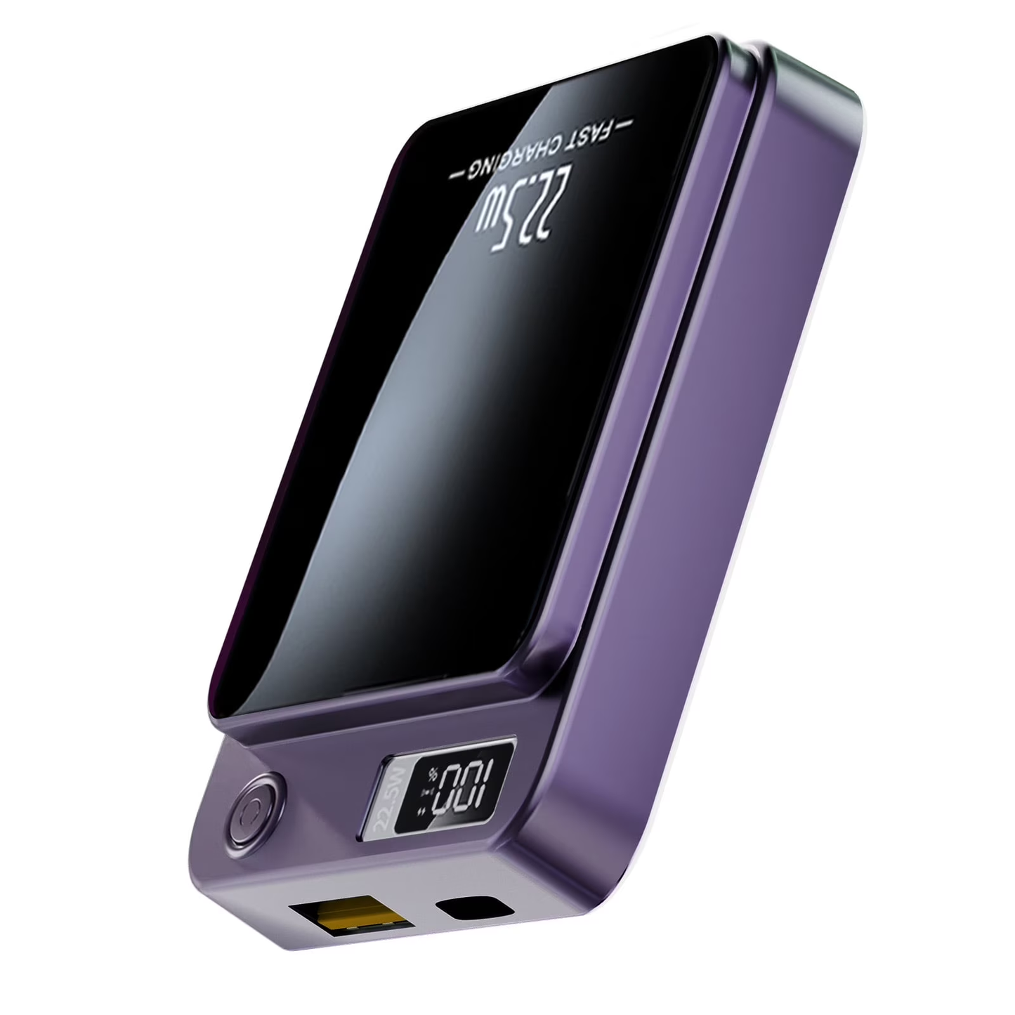 Wireless Power Bank, 10000mAh Fast Charging, with LED Power Display, 2 in 1 Portable Magnetic Power Bank, Compatible with Multi Device with cable, Purple