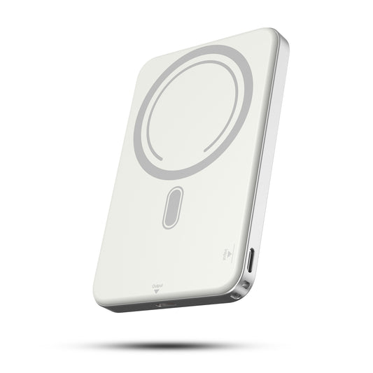 Power Bank, 5000mAh Wireless Portable Charger for iPhone, Ultral Slim Magnetic Battery Pack Compatible with 17 16 15 14 13 12, with 20W PD Fast Charging, White