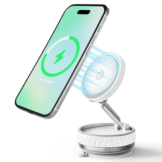 Wireless Car Charger, Ultra Magnetic Phone Holder for Car Dashboard, 15W Charging, Cell Phone Holder Charger, Car Accessories for iPhone 17 16 15 14 13 12 (White)