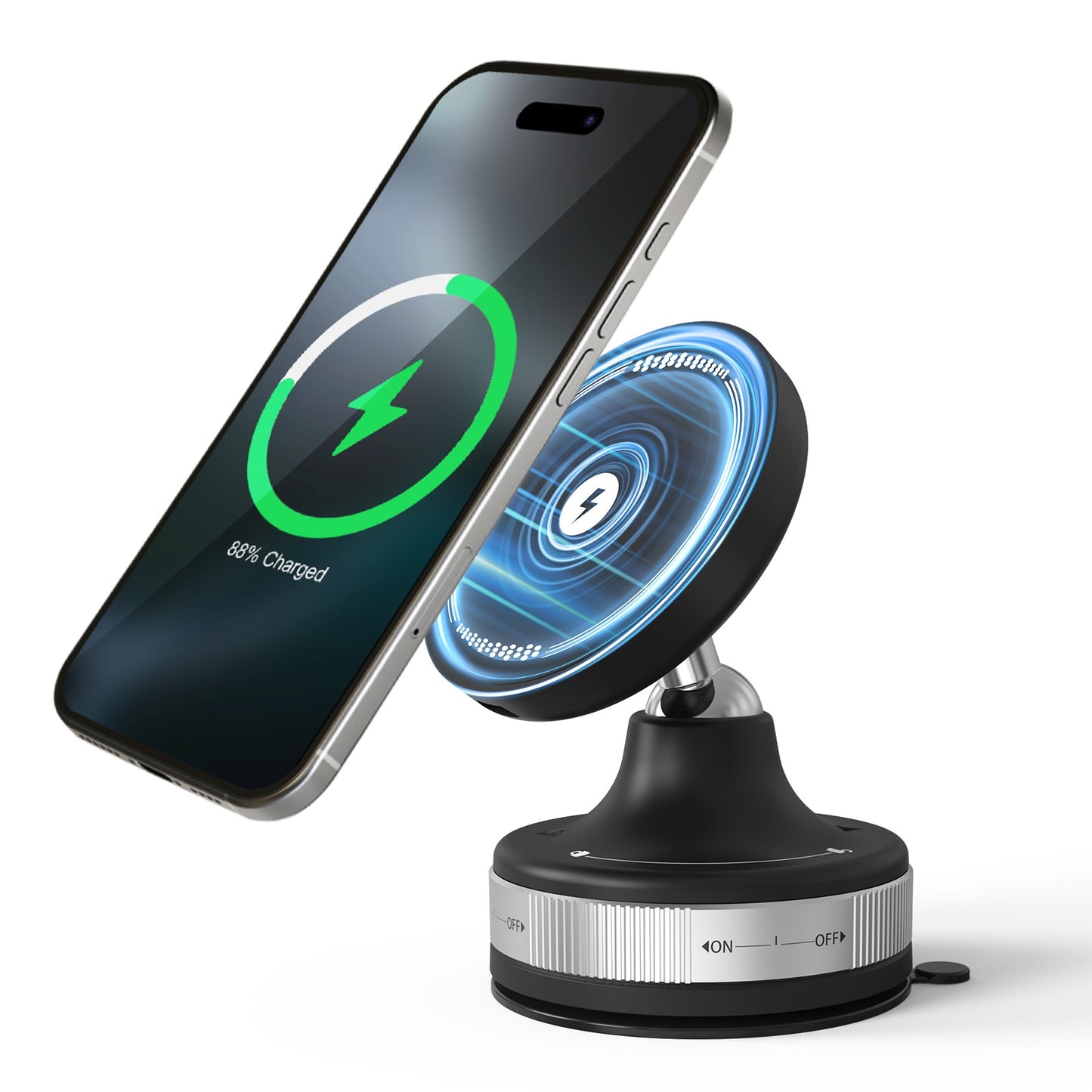 Wireless Car Charger, 15W Wireless Charging Phone Mount for Car, Magnetic Car Phone Holder for iPhone 16 15 14 13 12, 360¡ã Rotatable Charger Car Mount, Black