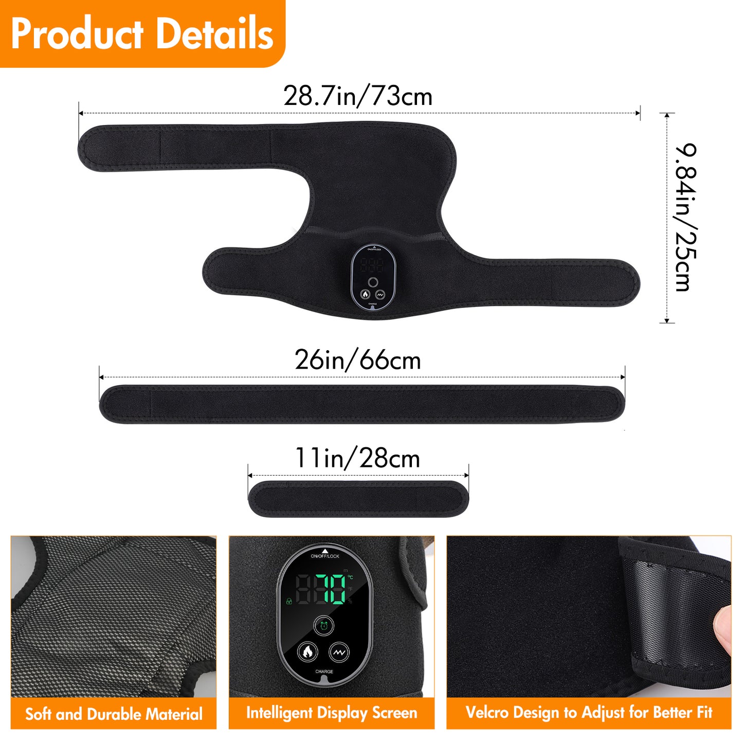 Baokaler Heated Knee Massager, Vibration Knee Heating Pad, 3 in 1 Cordless Shoulder & Elbow Brace with 6 Heat Level 3 Vibration for Joint Stress, Perfect Gifts for Family Friends