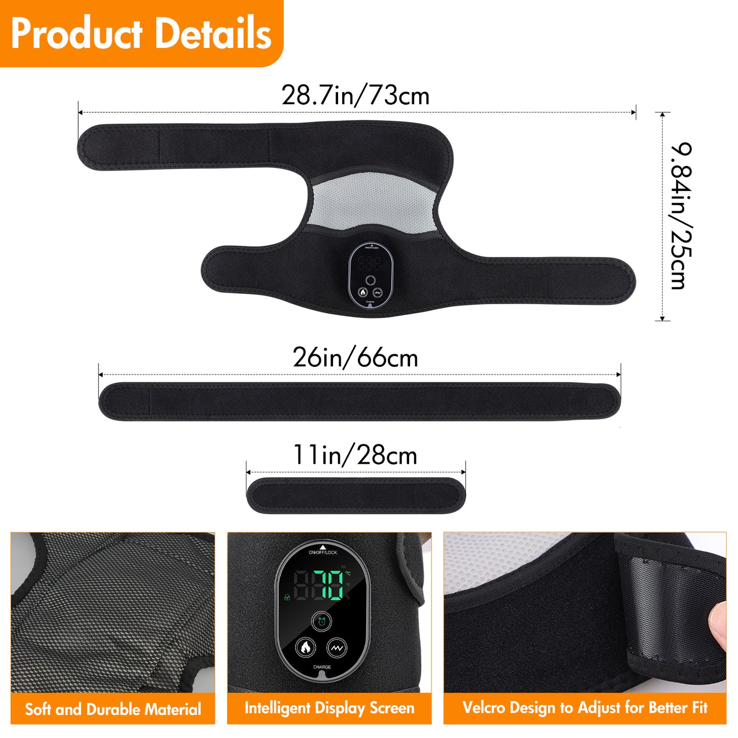 Baokaler 3 in 1 Heated Knee Massager, Cordless Vibration Heating Pad for Knee Shoulder Elbow with 6 Heat Levels and 3 Vibration, Ideal Gift for Family and Friends