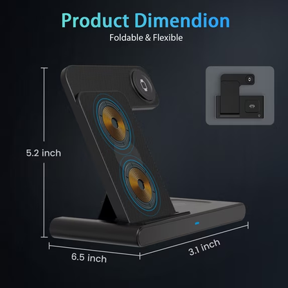 15W Fast Wireless Charger Station for iPhone 16 15 14 13 12 11 8 Pro Max SE XS XR X,3 in 1 Charging Stand for Apple Watch, for AirPods 4 3 2 Pro, Multi Device Charger(Black)