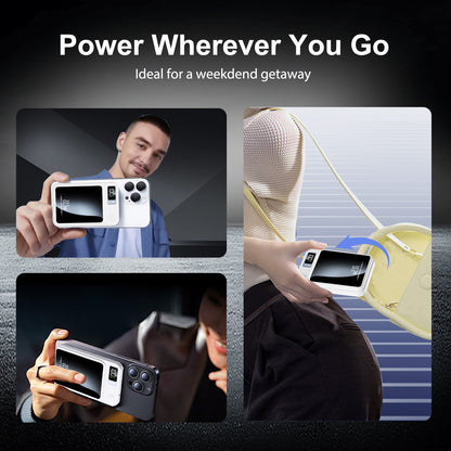 Magnetic Wireless Power Bank,10000mAh Portable Charger with 22.5W Fast Charging,LED Power Display,Strong Magnetic Suction Compatible with iPhone 15 and Above & Android - White