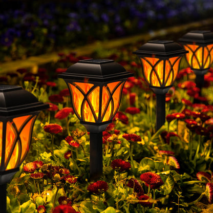 TopZoo Solar Lights Outdoor Waterproof, 8 Pack Solar Pathway Lights, Garden Stake Lights for Yard Patio Sidewalk Walkway Planter with Water Ripple Glow, Flame Orange