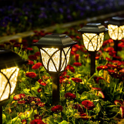 TopZoo Solar Lights Outdoor Waterproof, 8 Pack Solar Pathway Lights, Garden Stake Lights for Yard Patio Sidewalk Walkway Planter with Water Ripple Glow, Warm White