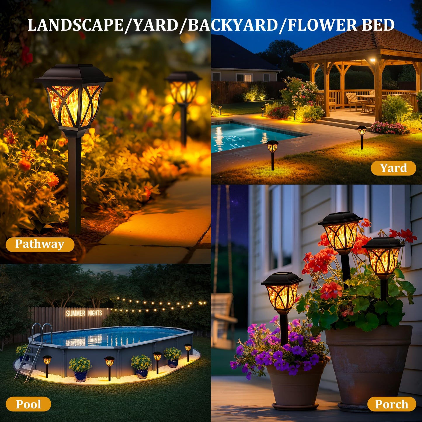TopZoo Outdoor Solar Lights Waterproof, 6 Packs LED Solar Garden Stake Lights, Outdoor Decorative Lights, Garden Decor for Yard, Patio, Landscape, Planter, Walkway