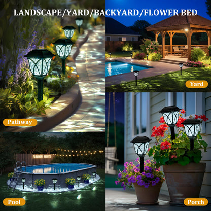 TopZoo Solar Lights Outdoor Waterproof, 8 Pack Solar Pathway Lights, Garden Stake Lights for Yard Patio Sidewalk Walkway Planter with Water Ripple Glow, Cool White