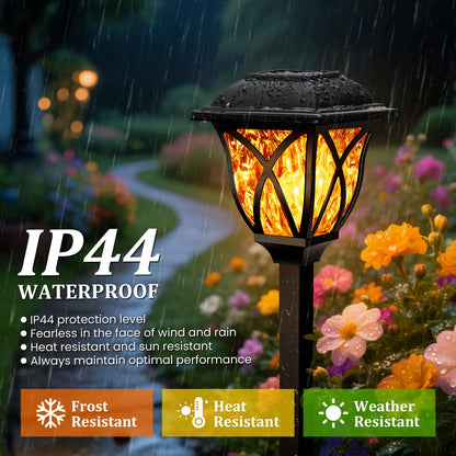 TopZoo Solar Lights Outdoor Waterproof, 8 Pack Solar Pathway Lights, Garden Stake Lights for Yard Patio Sidewalk Walkway Planter with Water Ripple Glow, Flame Orange