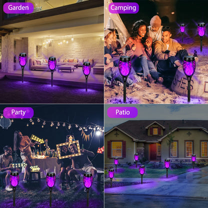 8 Packs Solar Tiki Torch Lights with Flickering Flame, Waterproof H-alloween Solar Lights Outdoor, Solar H-alloween Pathway Lights, H-allowee Decor Lights for Garden, Lawn, Patio, Yard