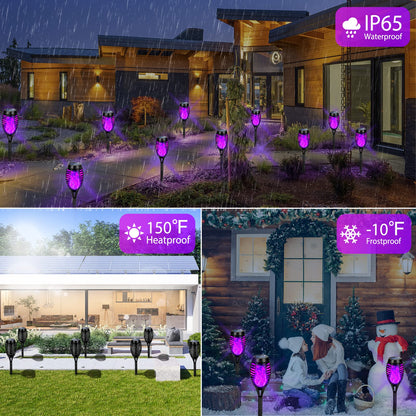 8 Packs Solar Tiki Torch Lights with Flickering Flame, Waterproof H-alloween Solar Lights Outdoor, Solar H-alloween Pathway Lights, H-allowee Decor Lights for Garden, Lawn, Patio, Yard