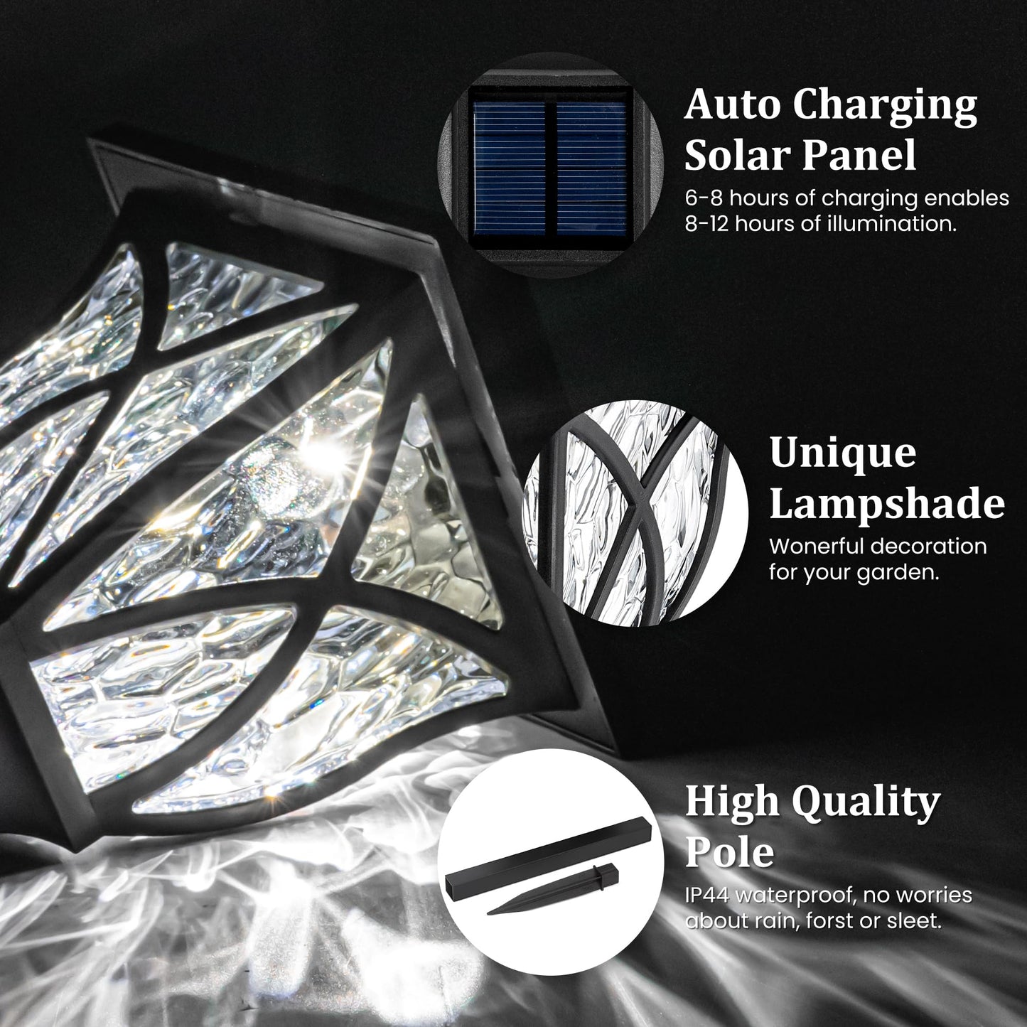 TopZoo 6 Pack Pathway Solar Lights, Outdoor Waterproof Landscape Lighting with Water Ripple Effect for Walkway, White