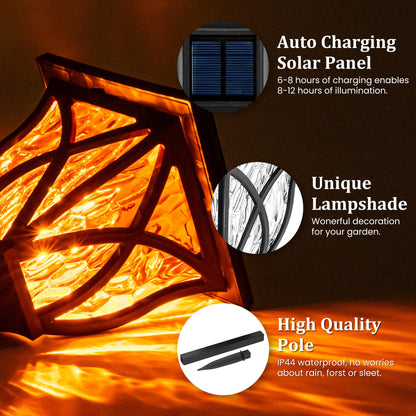 TopZoo Solar Lights Outdoor Waterproof, 8 Pack Solar Pathway Lights, Garden Stake Lights for Yard Patio Sidewalk Walkway Planter with Water Ripple Glow, Flame Orange