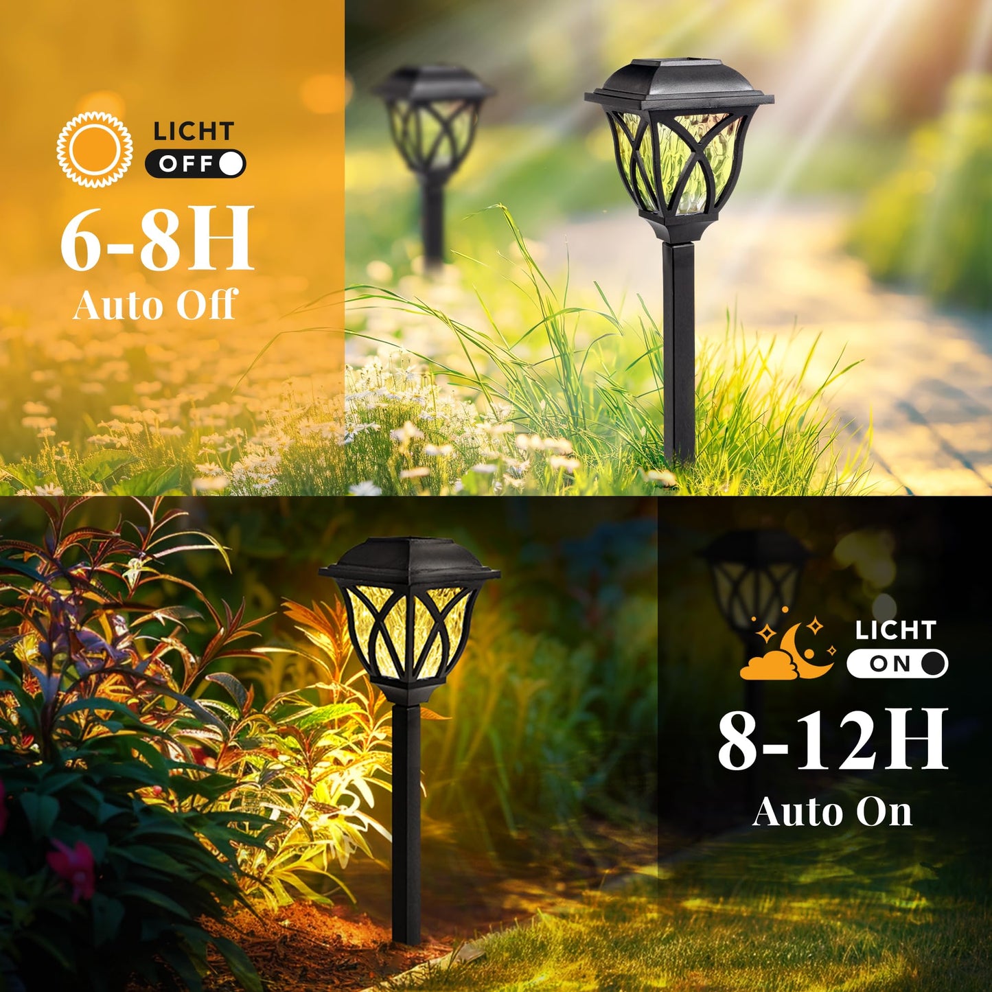 TopZoo 8 Pack Solar Yard Lights, Outdoor Landscape Lighting with Elegant Ripple Projection, Weatherproof for Patio & Pathway Illumination, Warm White