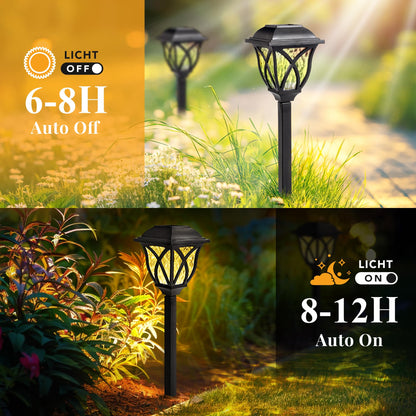 TopZoo Solar Lights Outdoor Waterproof, 8 Pack Solar Pathway Lights, Garden Stake Lights for Yard Patio Sidewalk Walkway Planter with Water Ripple Glow, Warm White