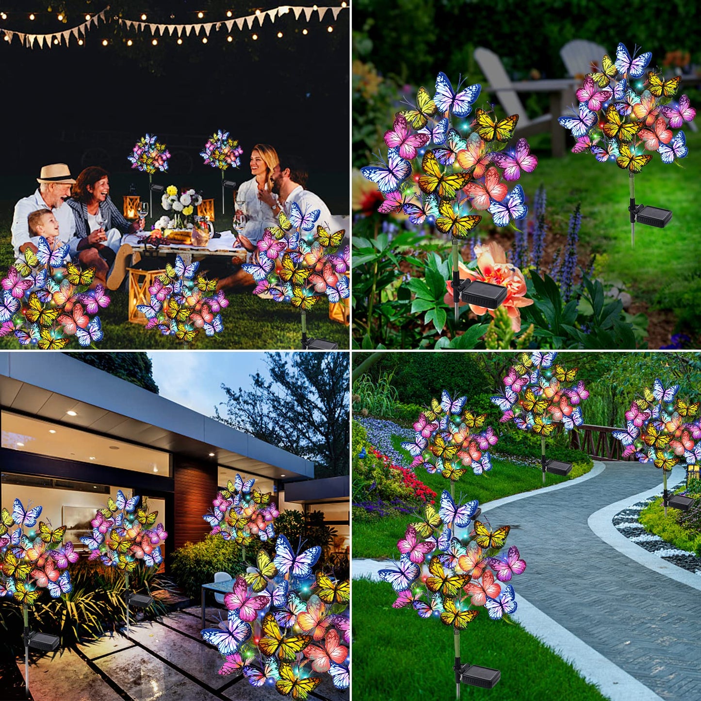 TopZoo Solar Garden Stake Lights, 8 PCS Decorative Solar Lights Outdoor with 43 LED 17 Butterfly Flower Garden Decor Waterproof, Outdoor Decor for Yard Patio Lawn Christmas