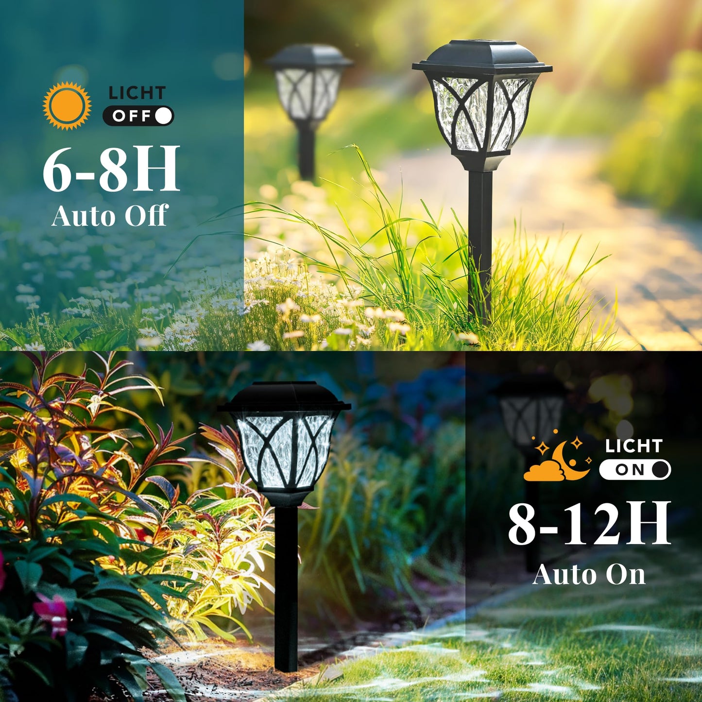 TopZoo Solar Lights Outdoor Waterproof, 8 Pack Solar Pathway Lights, Garden Stake Lights for Yard Patio Sidewalk Walkway Planter with Water Ripple Glow, Cool White
