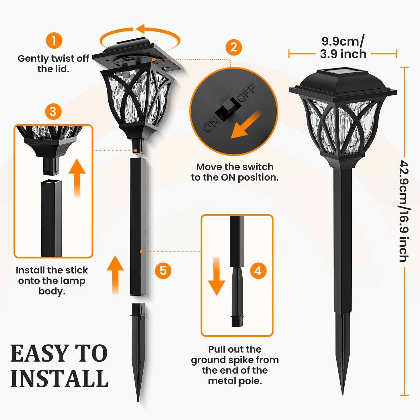 TopZoo Outdoor Solar Lights Waterproof, 6 Packs LED Solar Garden Stake Lights, Outdoor Decorative Lights, Garden Decor for Yard, Patio, Landscape, Planter, Walkway