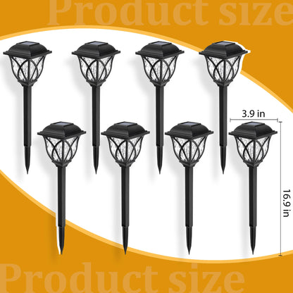 TopZoo Solar Lights Outdoor Waterproof, 8 Pack Solar Pathway Lights, Garden Stake Lights for Yard Patio Sidewalk Walkway Planter with Water Ripple Glow, Warm White