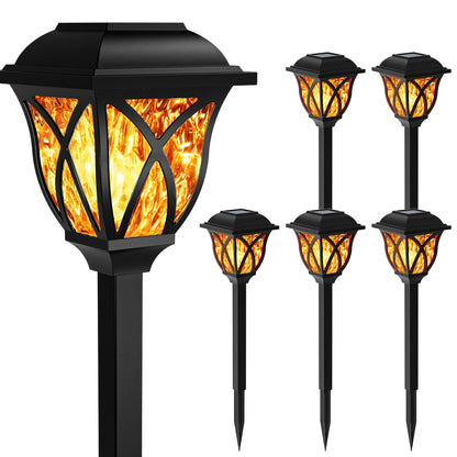 TopZoo Solar Lights Outdoor Waterproof, 8 Pack Solar Pathway Lights, Garden Stake Lights for Yard Patio Sidewalk Walkway Planter with Water Ripple Glow, Flame Orange