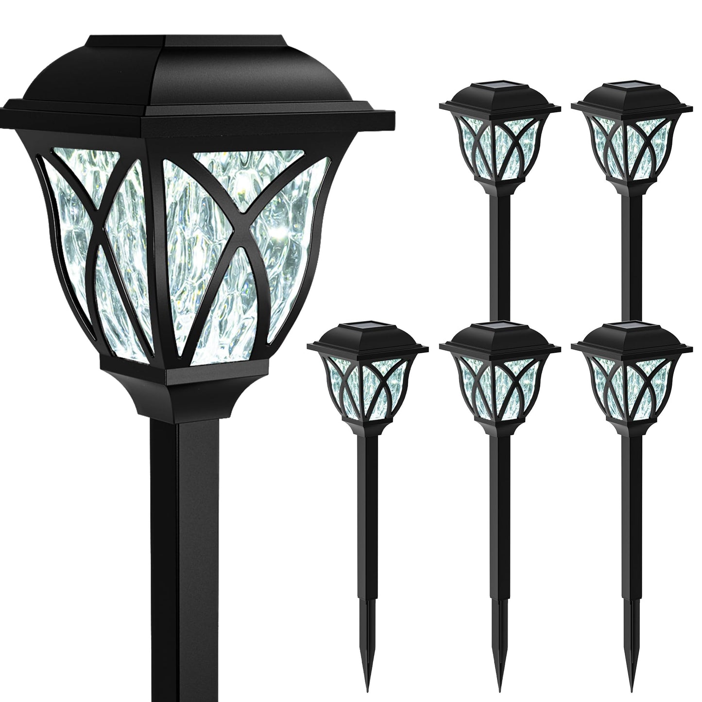 TopZoo Solar Lights Outdoor Waterproof, 8 Pack Solar Pathway Lights, Garden Stake Lights for Yard Patio Sidewalk Walkway Planter with Water Ripple Glow, Cool White