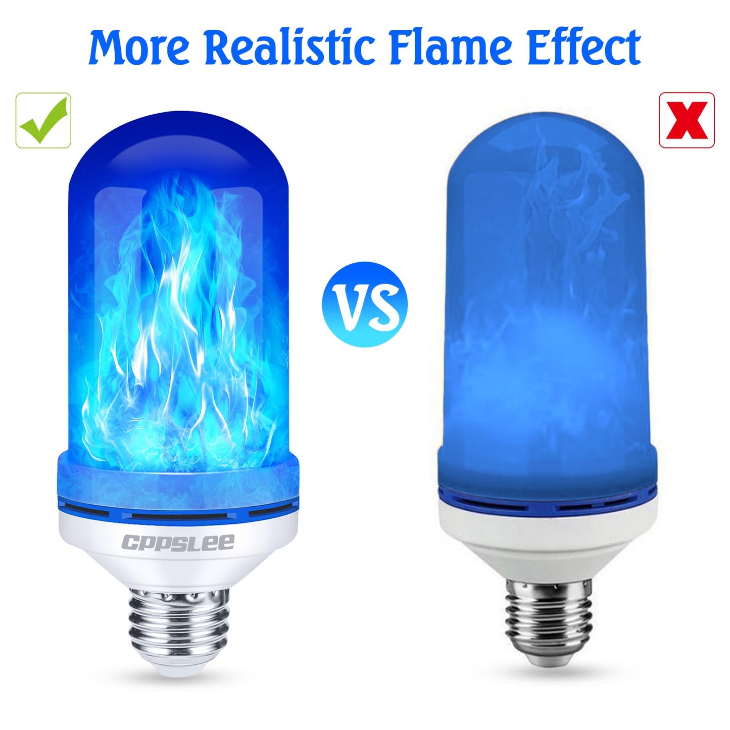 TopZoo Blue LED Light Bulbs 4PCS, Flickering Flame Light Bulbs Upgraded 4 Modes, E26 Base Light Bulbs with Upside Down Effect for Garden Decor, Halloween, Party, Patio, Indoor, Outdoor Decor