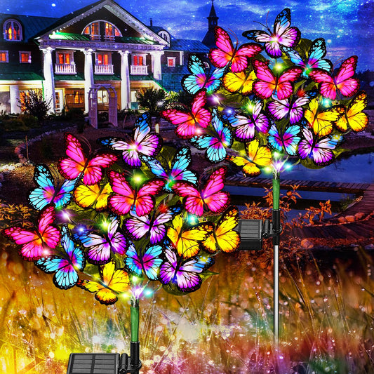 TopZoo Outdoor Solar Lights, 8 Packs Solar Garden Lights Waterproof, Multi-Color Butterfly Flower Garden Decor Waterproof, Outdoor Decor for Yard, Patio, Landscape, Planter, Lawn Christmas, Walkway