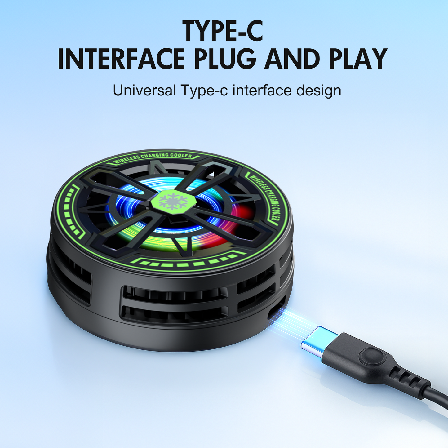 Wireless Charger, Wireless Cooling Charger for iPhone 17 16 15 14 13 12, for AirPods 4 3 2, 10W Wireless Charging Pad with Built-in Fan, Phone Cooler for Gaming, Black