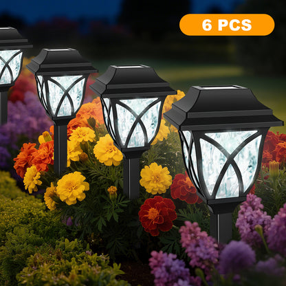 TopZoo Solar Lights Outdoor Pathway, 6 Pack Solar Garden Stake Lights for Yard Patio Walkway Planter Pool, LED Waterproof, Cool White